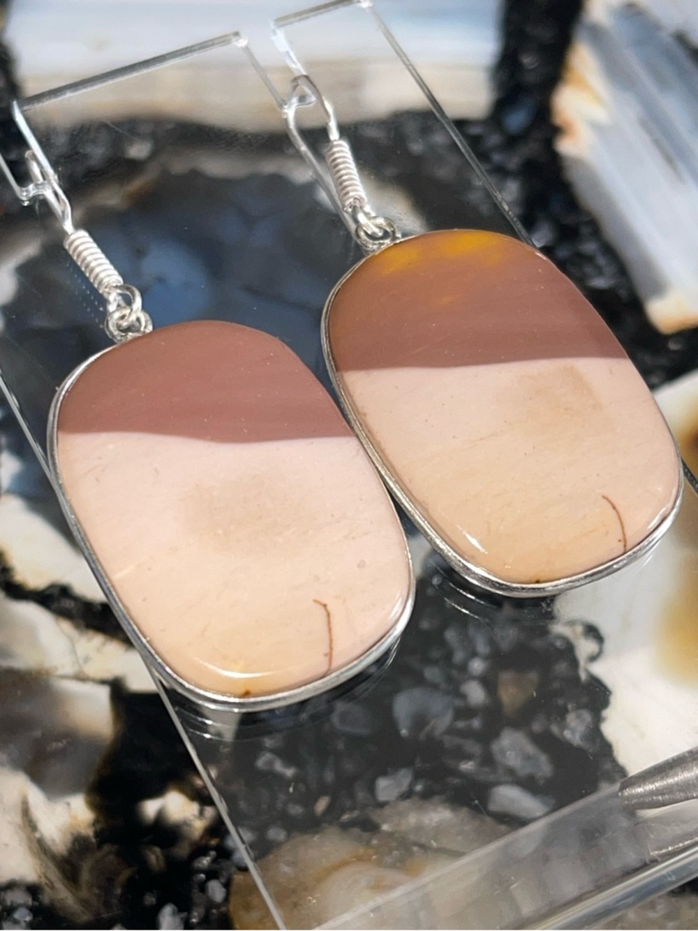 Brown Mookaite Earrings 2”